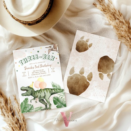 Editable "AGE" Dinosaurs Trex Wild Birthday Kaart