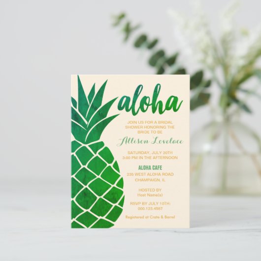 Editable Aloha Tropical Vrijgezellenfeest Kaart (Staand voorkant)
