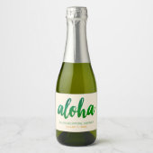 Editable Aloha Tropical Vrijgezellenfeest Mini Sparkling Wijnetiket (Voorkant)