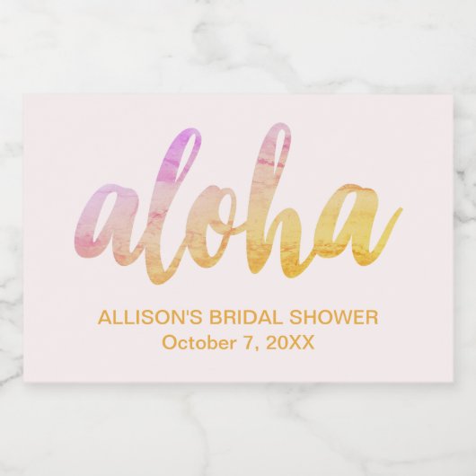 Editable Aloha Tropical Vrijgezellenfeest Mini Sparkling Wijnetiket (Enkel label)