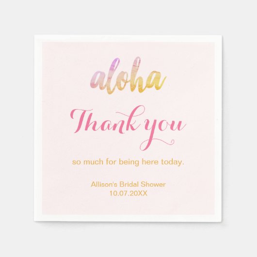 Editable Aloha Tropical Vrijgezellenfeest Servet (Voorkant)