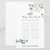 Editable Alphabet Baby Item Baby shower Game (Voorkant / Achterkant)