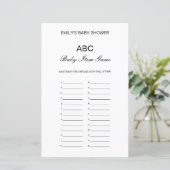 Editable Alphabet Baby Item Baby shower Game (Staand voorkant)
