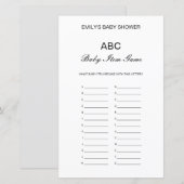 Editable Alphabet Baby Item Baby shower Game (Voorkant / Achterkant)