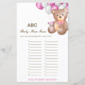 Editable Alphabet Baby Item Baby shower Game (Voorkant)