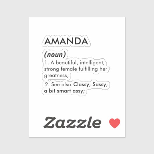 Editable Amanda name definition, custom name Sticker (Vel)