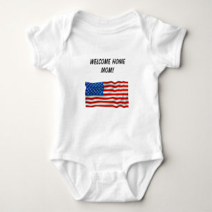 Editable American Flag Welkom Home mama Romper