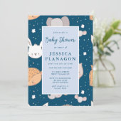 Editable Animal Safari Oerwoud Blue Baby shower Kaart (Staand voorkant)