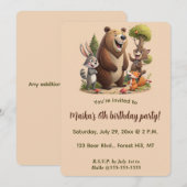 Editable Animals of the Forest Birthday Kaart (Voorkant / Achterkant)