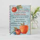 Editable Apple Graph Paper Teacher Retirement Kaart (Staand voorkant)