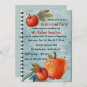 Editable Apple Graph Paper Teacher Retirement Kaart (Voorkant / Achterkant)