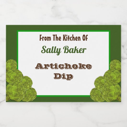 Editable  Artichoke Recipe Sticker (Enkel label)