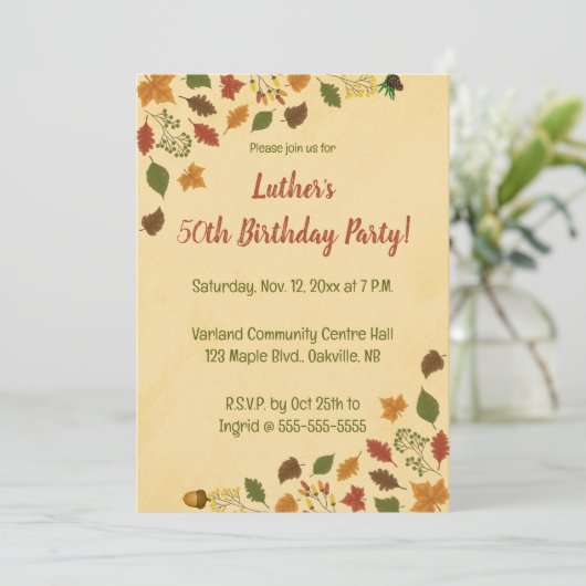 Editable Autumn Fall Birthday Kaart (Staand voorkant)