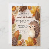 Editable Autumn Leaves and Hedgehog Birthday  Kaart (Voorkant)