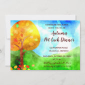 Editable Autumn Leaves Invitation Kaarten (Voorkant)