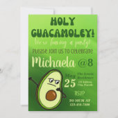 Editable Avocado Birthday Uitnodiging (Voorkant)