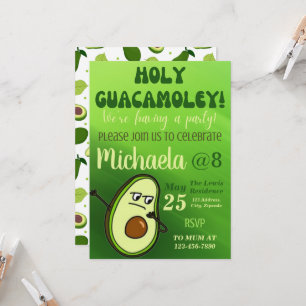 Editable Avocado Birthday Uitnodiging
