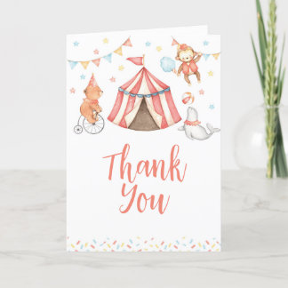 Editable Baby Animal Circus Hartelijk dank! Kaart