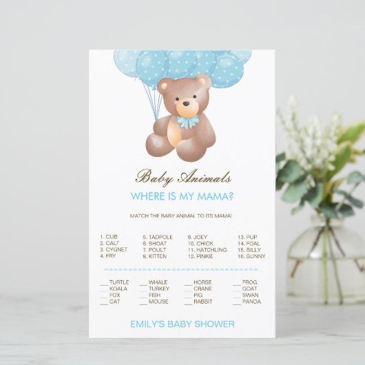 Editable Baby Animal Match, Where is Mama w Answer (Staand voorkant)