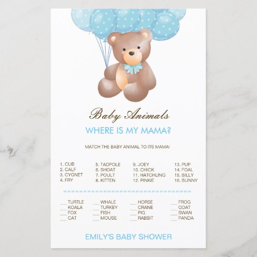Editable Baby Animal Match, Where is Mama w Answer (Voorkant)