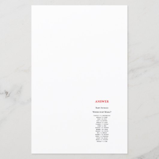 Editable Baby Animal Match, Where is Mama w Answer (Achterkant)