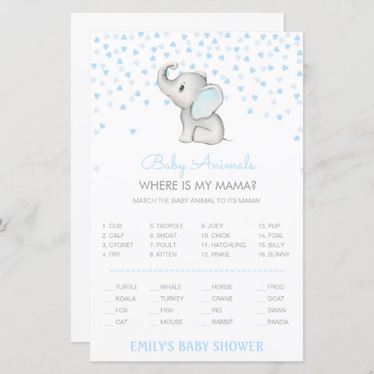 Editable Baby Animal Match, Where is Mama w Answer (Voorkant / Achterkant)