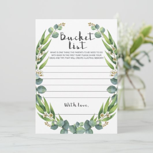 Editable Baby Bucket List Cards Greenery (Staand voorkant)