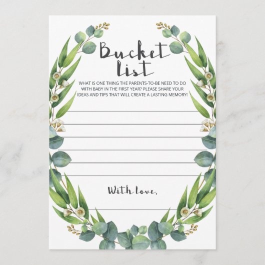Editable Baby Bucket List Cards Greenery (Voorkant)