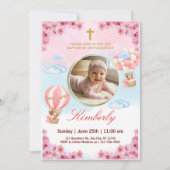 Editable Baby Girl Baptism Invitation Kaart (Voorkant)