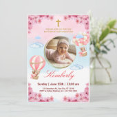 Editable Baby Girl Baptism Invitation Kaart (Staand voorkant)