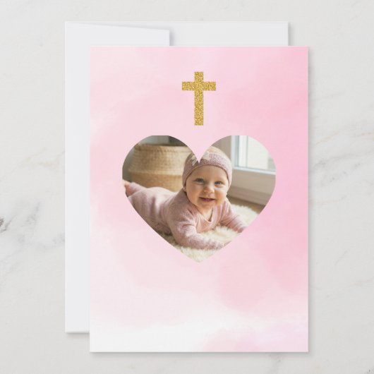 Editable Baby Girl Baptism Invitation Kaart (Achterkant)
