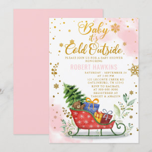 Editable Baby its Cold Outside Winter Baby shower Kaart