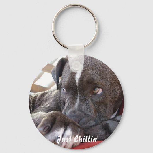 Editable Baby Pitbull Puppy Sleutelhanger (Voorkant)