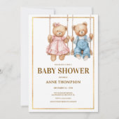 Editable Baby Shower – Cute Teddy Bear  Kaart (Voorkant)