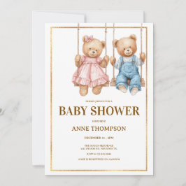 Editable Baby Shower – Cute Teddy Bear  Kaart