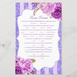 Editable Baby Twin Trivia Baby shower met antwoord