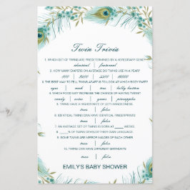 Editable Baby Twin Trivia Baby shower met antwoord