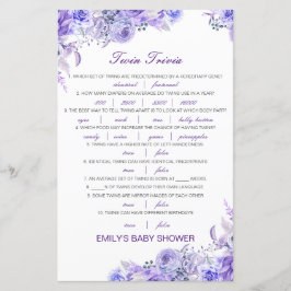 Editable Baby Twin Trivia Baby shower met antwoord