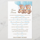 Editable Baby Twin Trivia Baby shower met antwoord (Voorkant)