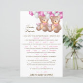 Editable Baby Twin Trivia Baby shower met antwoord (Staand voorkant)