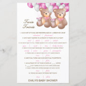 Editable Baby Twin Trivia Baby shower met antwoord (Voorkant)