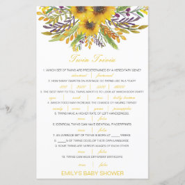 Editable Baby Twin Trivia Baby shower met antwoord