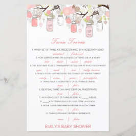 Editable Baby Twin Trivia Baby shower met antwoord