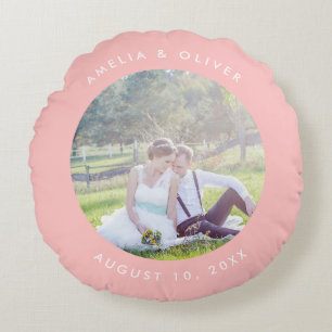 Editable Background Color Add Your Photo Wedding Rond Kussen