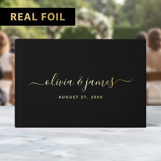 Editable Background Color Calligraphy Wedding Gastenboek