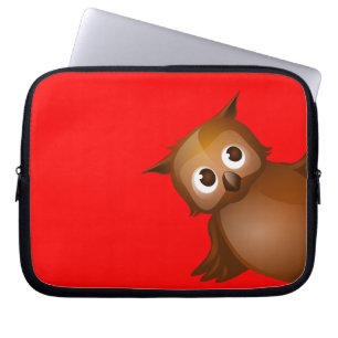 Editable Background Color - Cute Brown Owl Laptop Sleeve