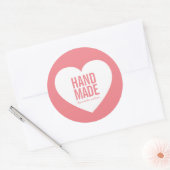 Editable Background Color Modern Heart Handgemaakt Ronde Sticker (Envelop)