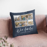 Editable Background Color Our Family Photo Collage Kussen<br><div class="desc">Pillow met de woorden "Our Family" in een wit, stijlvol script met 4 foto's met een witte rand rond deze foto's die naast elkaar aan de voor- en achterkant zijn geplaatst en die in totaal 8 foto's maken die u met u kunt vervangen door eigen foto's tegen een bewerkbare achtergrondkleur...</div>