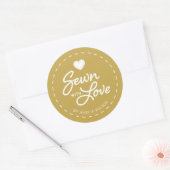EDITABLE Background Color Stylish Sewn with Love Ronde Sticker (Envelop)