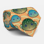 Editable Background Cute Puffy Pufferfish Stropdas (Opgerold)